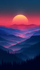 Poster Bestemmingen similar minimalistic nice colored wallpaper for phone,oil color palette,landscape,sea,sunset