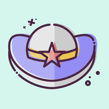 Icon Cowboy Hat. related to Hat symbol. MBE style. simple design editable. simple illustration