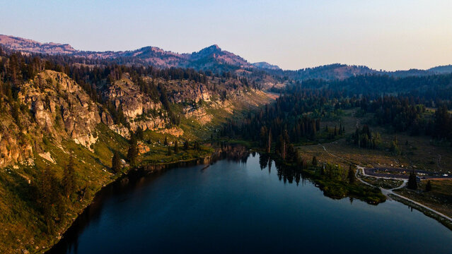 Aerial Summer View of Tony Grove in Lake Uinta-Wasatch-Cache National Forest Utah
