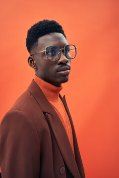 Handsome black man model posing in studio
