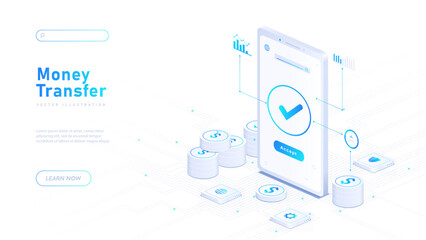 Money transfer white poster vector