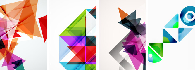Set of abstract random triangle composition backgrounds. Vector illustration for for wallpaper, business card, cover, poster, banner, brochure, header, website