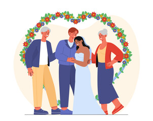 Obraz premium Newly married couple vector concept