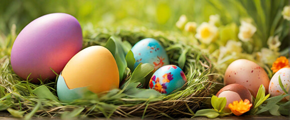 Fototapeta na wymiar Easter Eggs Colorful Background