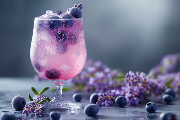 Sparkling Blueberry-Lavender Infused Healthy Soft Drink