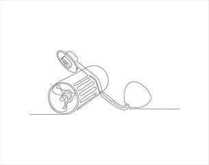 Continuous Line Drawing Of Manual Coffee Grinder. One Line Of Coffee Grinder. Grinder Continuous Line Art. Editable Outline.