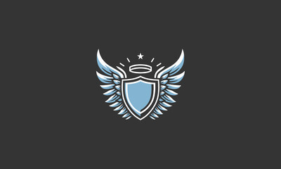 Obraz premium shield and wings vector illustration flat design