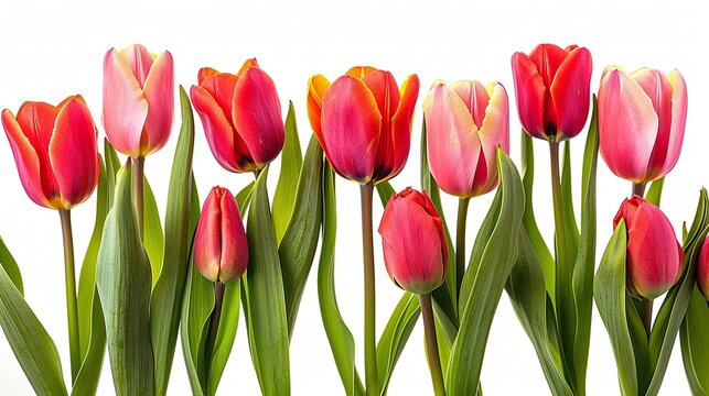 Beautiful pattern tulip flowers isolated on a white background.