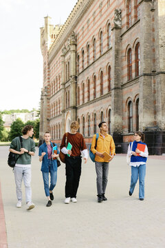 Classmate graduate leisure campus stroll chill out academic year break