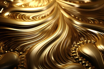 3D illustration of a hypnotic pattern.  Abstract gold background with shimmering circles and...