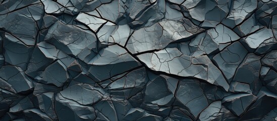 In this black and white image, a cracked surface is prominently featured, showcasing the raw and...