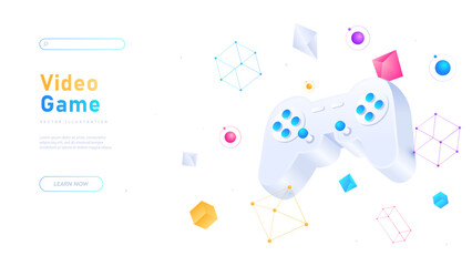 Video game white poster vector