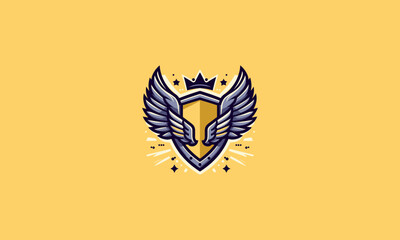 shield and wings vector illustration flat design