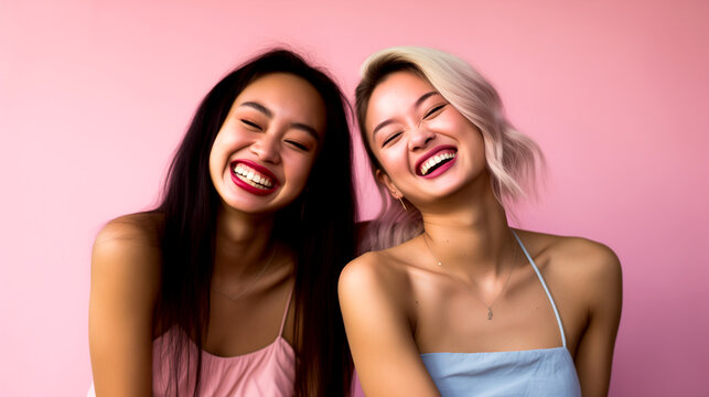 Two Beautiful Laughing Women