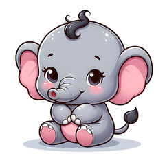 Naklejka premium a 3d cartoon little elephant, Wallpaper Illustration, and background of a cute elephant. Front view. Concept of cute baby animal, icon. 