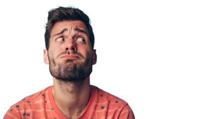 Portrait of a man doing funny guilty face