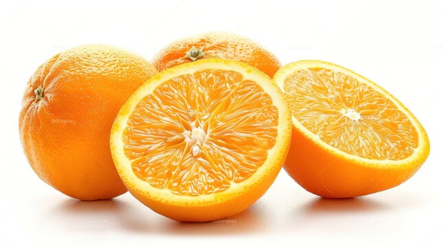 Picture of orange fruit on a white background Beautiful and detailed photography techniques.