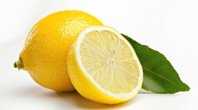 Lemon picture, white background Beautiful and detailed photography techniques