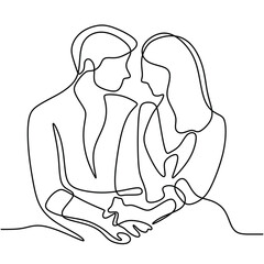 Romantic couple in love. Continuous single one line art drawing. Vector illustration man and woman dating.