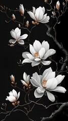 White flower black background wallpaper for phone