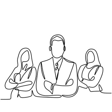 recommend clip art: Business people group in continuous one line art drawing. Business job career vector illustration editable stroke.