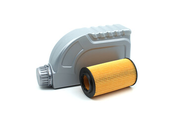 Vehicle engine oil filters and motor oil cans