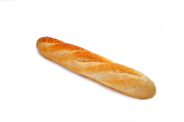 Baguette isolated on white background. French bread baguette, bun, bakery, pastry