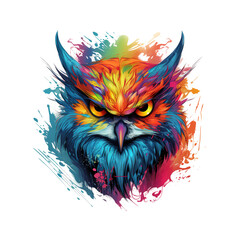 An owl head on a clean background, Png for Sublimation Printing, T-shirt Design Clipart, DTF DTG Printing, Bird, Wild Animals, Illustration, Generative AI..