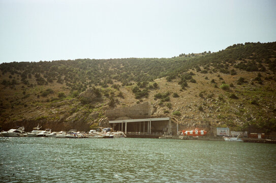 Entrance of a submarine port used for nuclear submarines in Balaklava