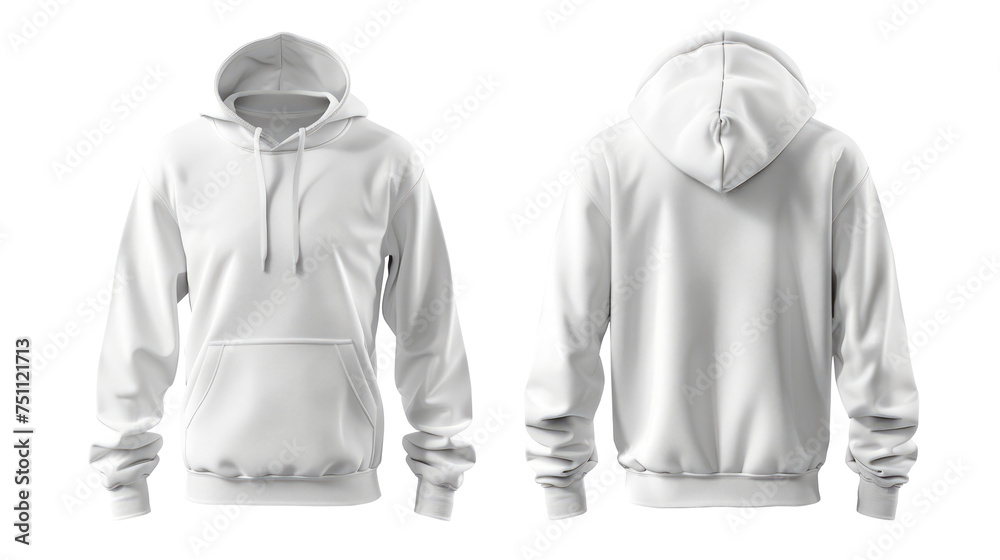 Wall mural Mockup White gildan 18500 hoodie template textile fashion clothe on transparent background. Generative Ai