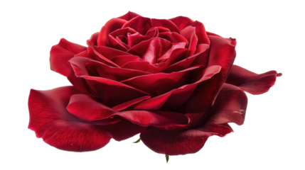 Closeup Fresh red rose on transparent background. Generative Ai