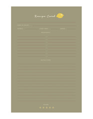 Recipe card planner. Plan you food day easily. Vector illustration.