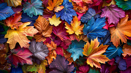 Autumn Leaves Mosaic in a Spectrum of Colors