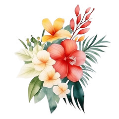 Whispers of Tropical Leaves and FlowersWatercolor Clipart Design