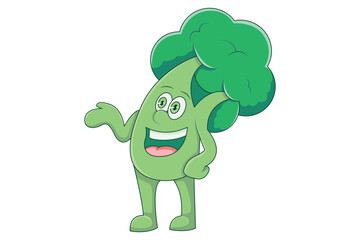Cute Broccoli Character Design Illustration
