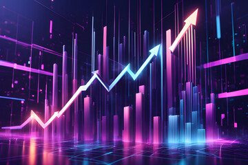 Rhythm of Success .A Futuristic Illustration of Stock Market Performance. Colorful Infographic Displaying Financial Trends