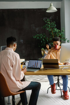Business industrious corporation team workstation data occupancy drink
