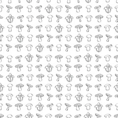 Fototapeta na wymiar Hand Drawn Seamless Pattern Mushroom
