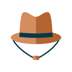 Brown cowboy hat icon flat vector design