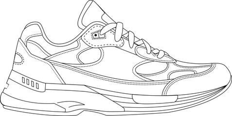 sneaker outline illustration vector