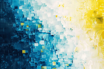 an image of a blue and yellow colorful pixelated background Generative AI