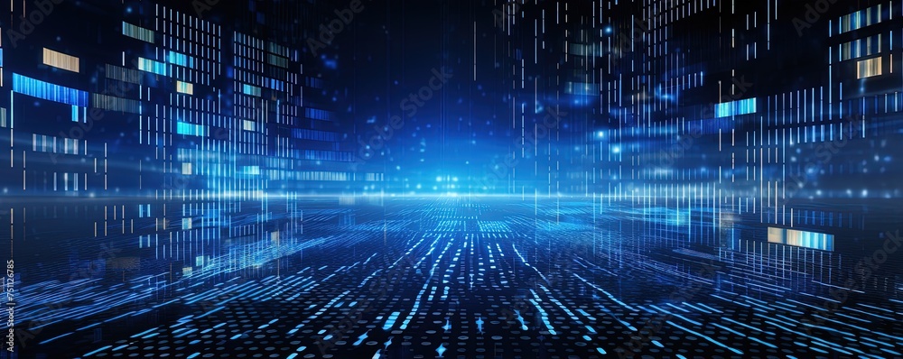 Poster abstract technology background, big data, internet network, digital technology with binary computer 