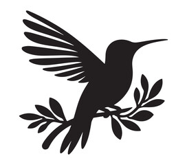 Allens Hummingbird Silhouette Stock Vector Illustration.