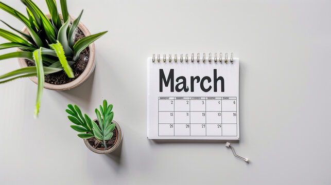 the text March on calendar on white color background professional photography