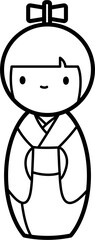 Kokeshi Doll Outline Illustration