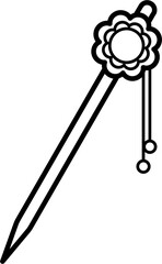 Geisha Hairpin Outline Illustration