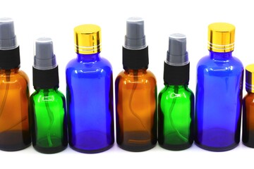 Essential Oil health bottles on a white background