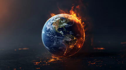 World ablaze. Fiery Inferno Engulfs the Entire Globe. Generative AI.