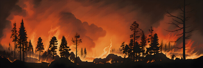 Wildfire: Nature's Destructive Beauty - Unleashed Fury of Flaming Forest