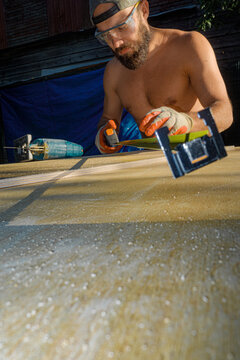 Worker Master Process With Construction Tape 